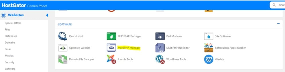 cpanel php version switcher